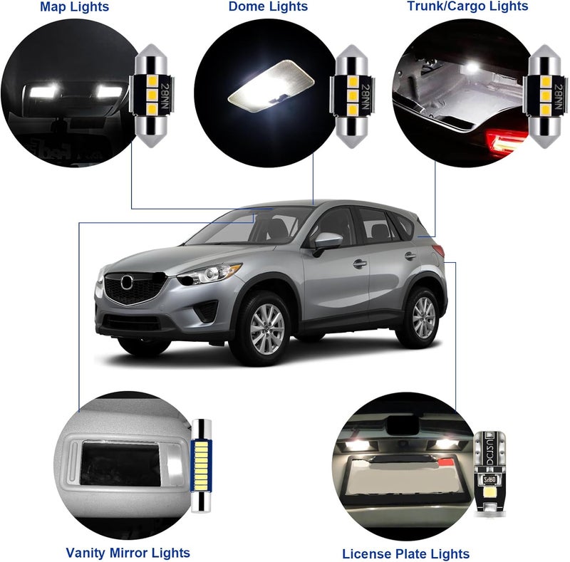 EASY EAGLE LED Interior Car Lights for 2013-2022-CX-5: 9 Piece Kit White LED Light Bulbs - Super Bright 6000K + Install Tool - Image 3